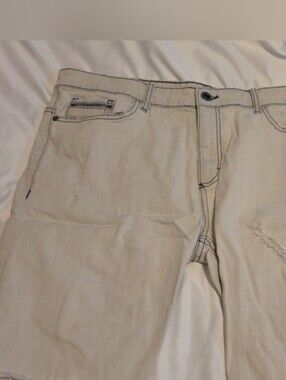 Calvin Klein Jeans Light Cream Distressed Denim Shorts Size 36